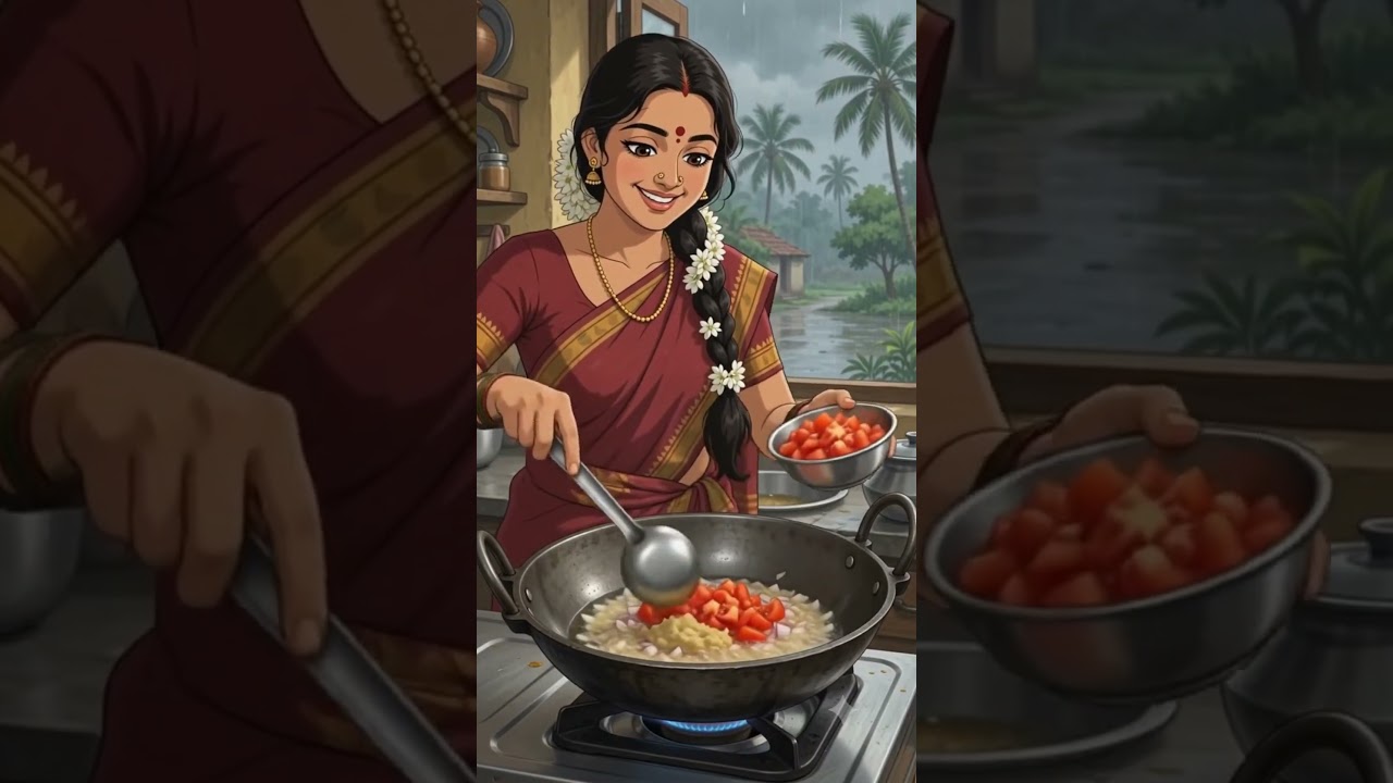 Duck Pepper Fry on a Rainy Day 🦆🌧️ | Cozy Animated Cooking |Ghibli Cooking #shorts #asmr