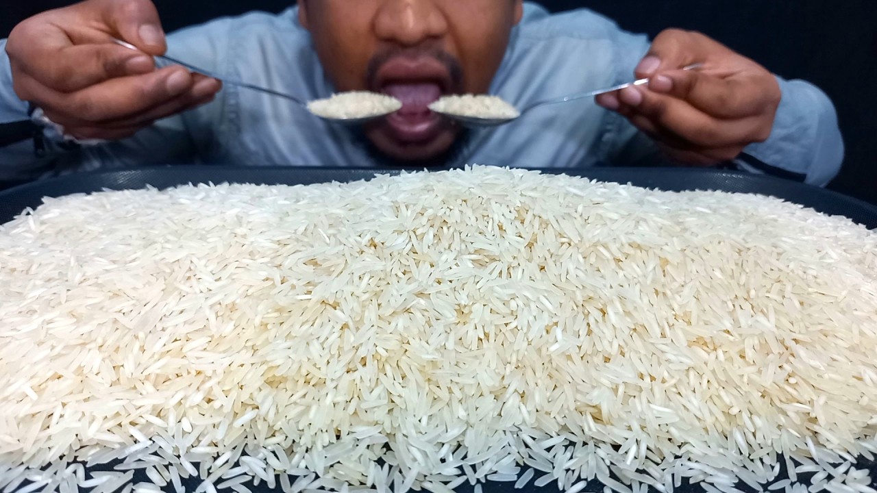 RAW HARD BASMATI RICE EATING CHALLENGE | RAW RICE ASMR | EATING RAW RICE | RAW HARD FOOD CHALLENGE