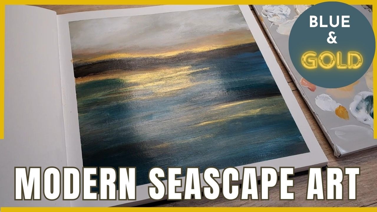 How to paint an ABSTRACT Seascape with beautiful BLUE-GREEN and GOLD