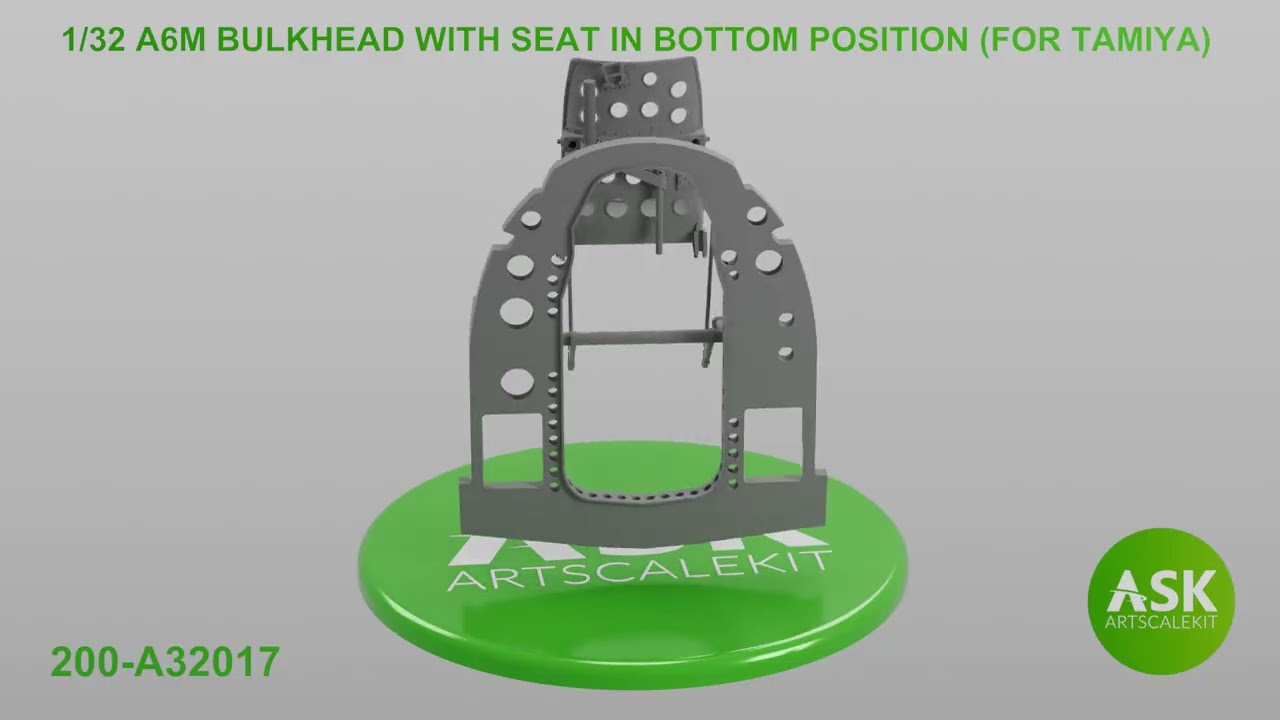 1/32 A6M Bulkhead with Seat in BOTTOM position - 3D rec. for Tamiya