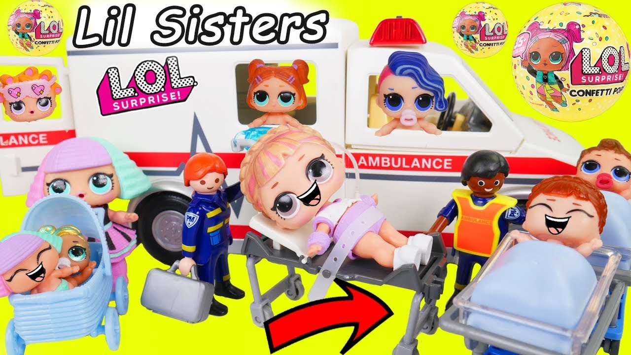 LOL Surprise Dolls in Toy Hospital + Lil Sisters in Baby Strollers