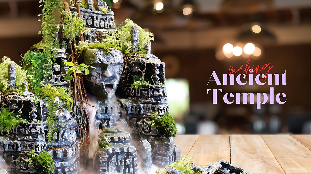 Ancient Temple Diorama|Fountain Making with Living Plants & Thermocol Foam |Waterfall making at home