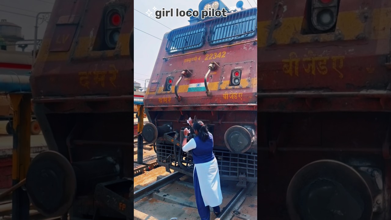 Indian railway shots video girl loco pilot video #explore #video #railway #like #automobile #video