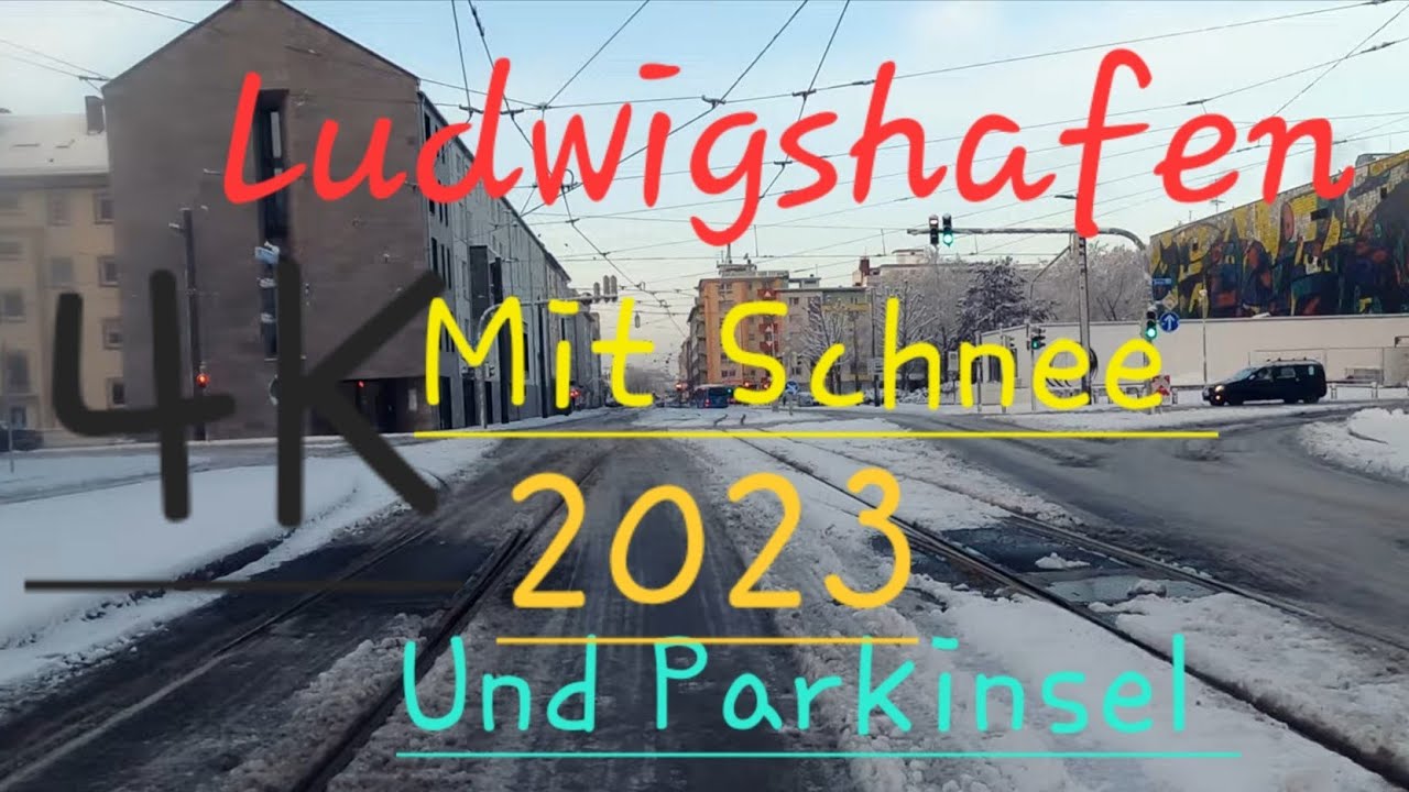 Ludwigshafen mit Schnee und Parkinsel