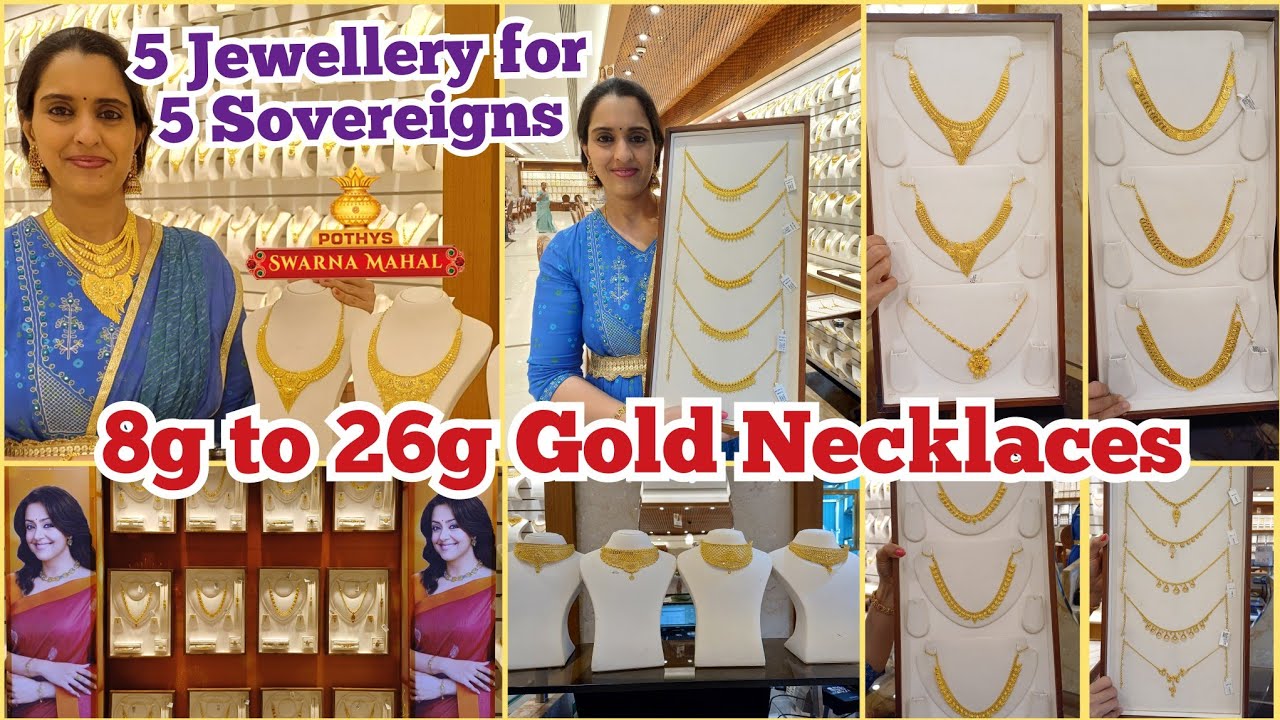 8g to 26g Light Weight Gold Necklaces| 5 Jewellery for 5 Sovereign| Gold Chokers| Pothys Swarnamahal