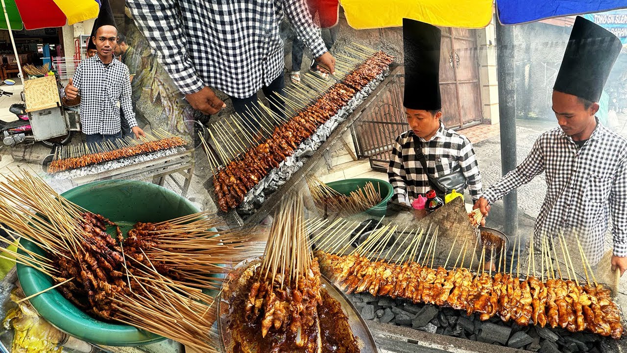 BUSET !!!! DAGANG SATE AYAM PAKE PECI HAMPIR 1/2 METER !!!! 3 JAM LUDES 1500 TUSUK !!!