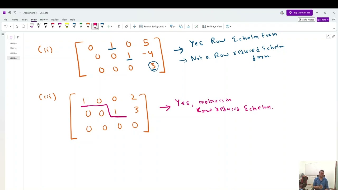 Assignment-3(Problems on Row Echelon Forms and System of Linear Equations)