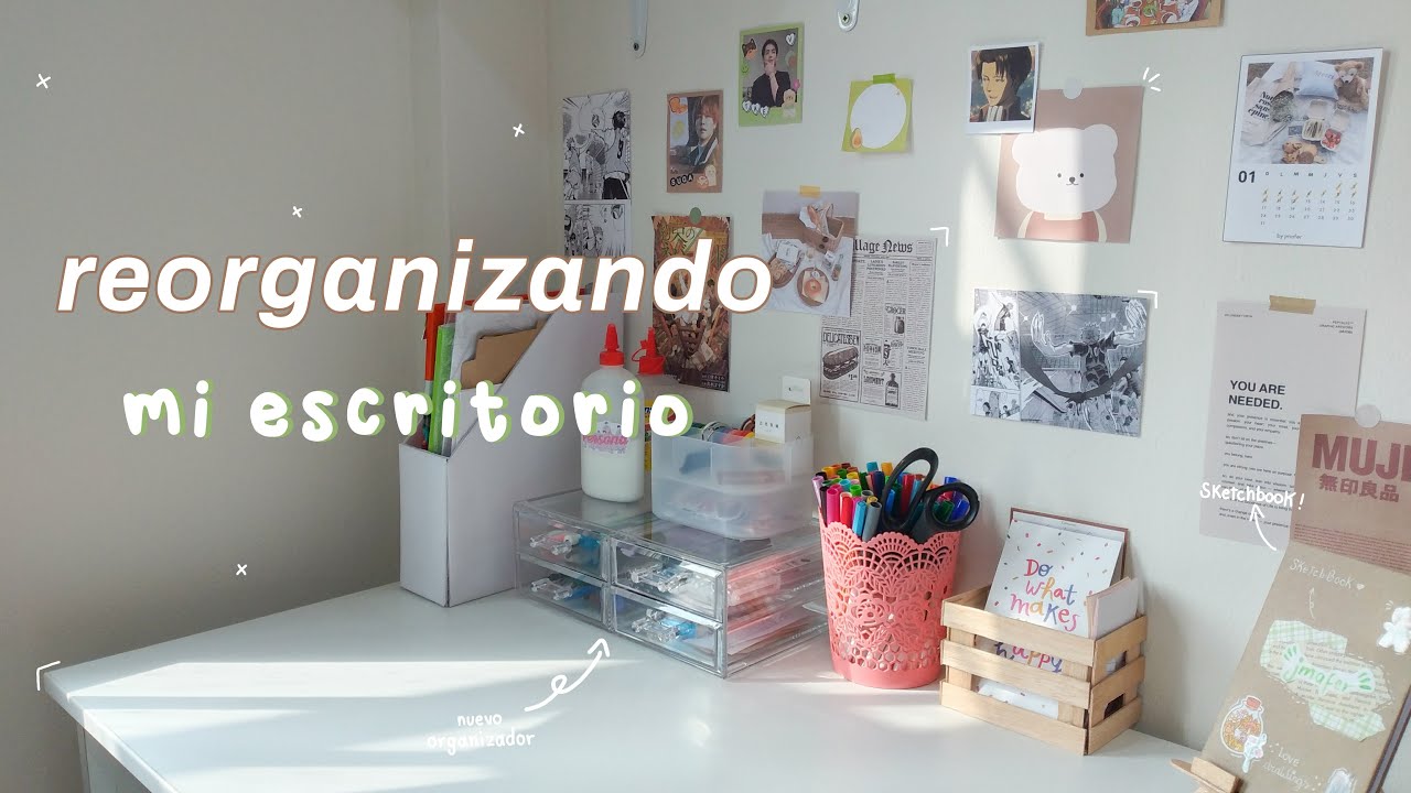 Vlog: Reorganizando mi escritorio // aesthetic wall decor + nuevo organizador