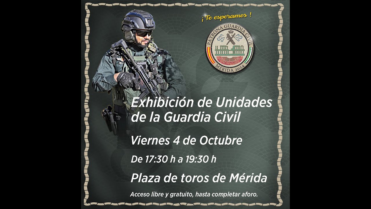 Demostración de procedimientos de actuación de la Guardia Civil en la plaza de toros de Mérida