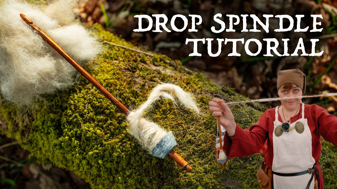 Spinning wolf fur like a viking | Drop Spindle Tutorial