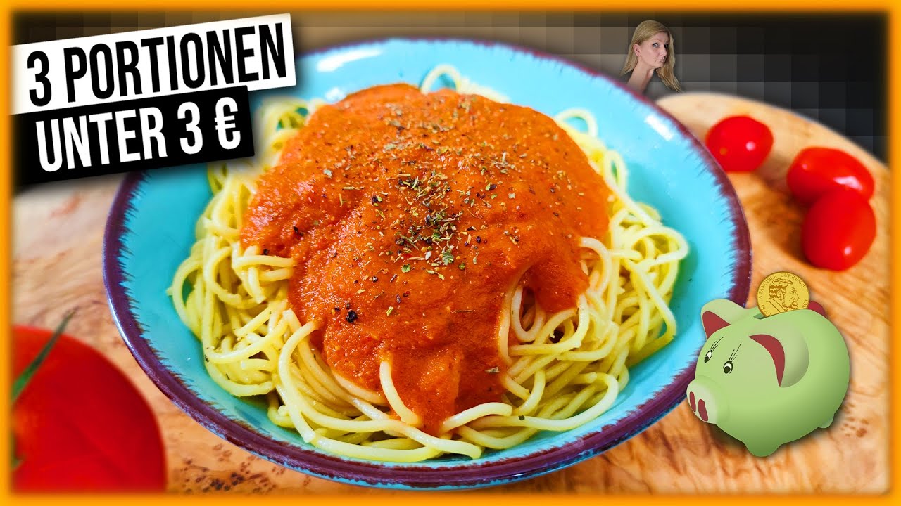 3 Portionen unter 3 € 💰 - Spaghetti mit cremiger Tomatensauce