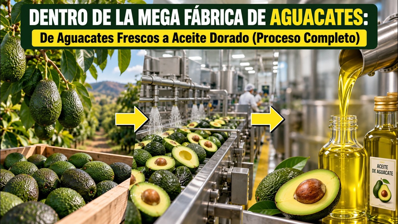 Dentro de la Mega Fábrica de Aguacates: De Aguacates Frescos a Aceite Dorado (Proceso Completo)