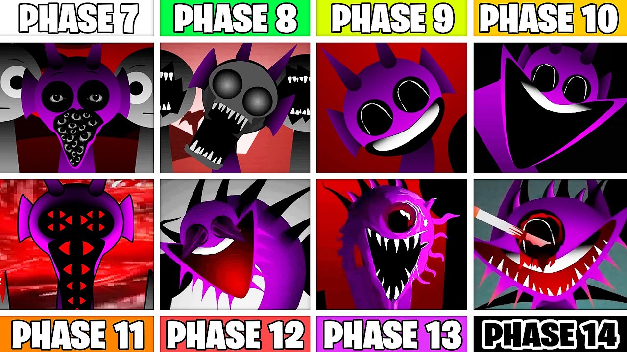 Phase 7 VS Phase 8 VS Phase 9 VS Phase 10 VS Phase 11 VS Phase 12-14 in Incredibox Sprunki!