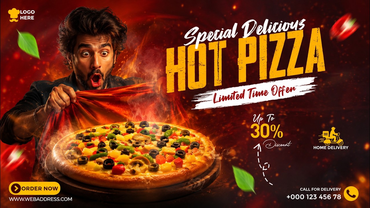 Hot Pizza Commercial Motion Graphics | Restaurant Food Ad