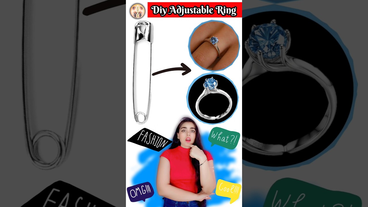 🩵 Diy Adjustable Ring 🩵| Homemade Ring with safety Pin |  Easy Craft ideas #kateyegirl#howto #shorts