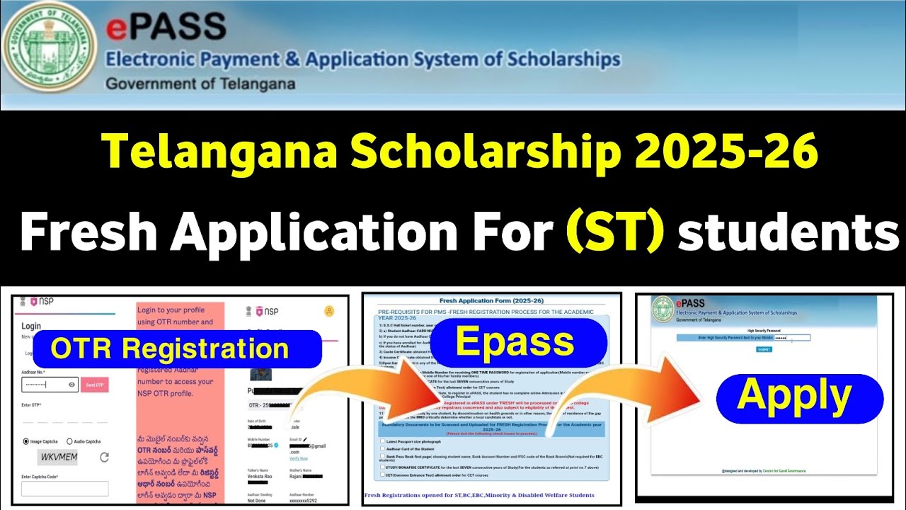 TS Epass Scholarship 2025 (ST) Fresh Application Process in Telugu | ST Epass fresh Application 2025