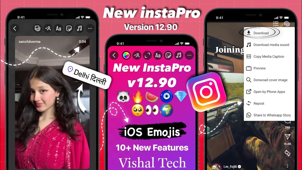 VT InstaPro v12.90 🤯| iOS 18 Emojis + iOS Fonts | 10+ New Settings | Round Edge Story | instapro