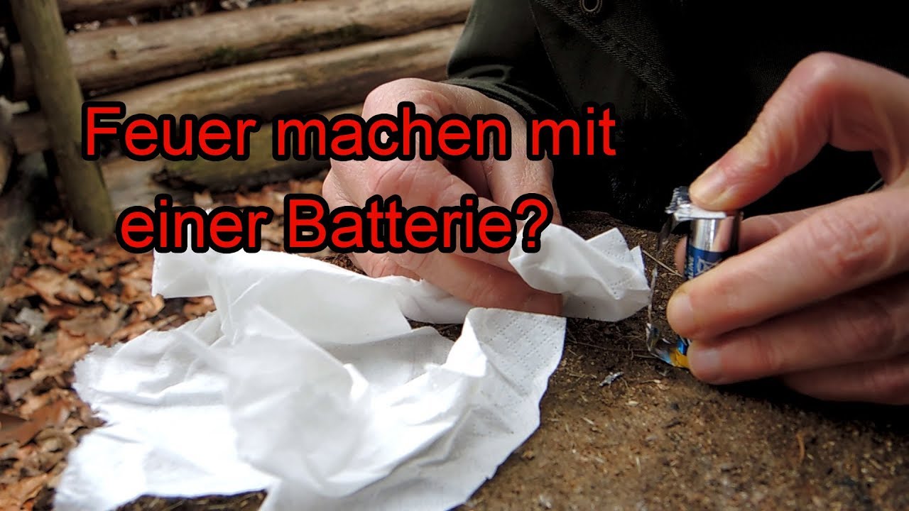 Feuer machen mit Elektrizität (Batterie)