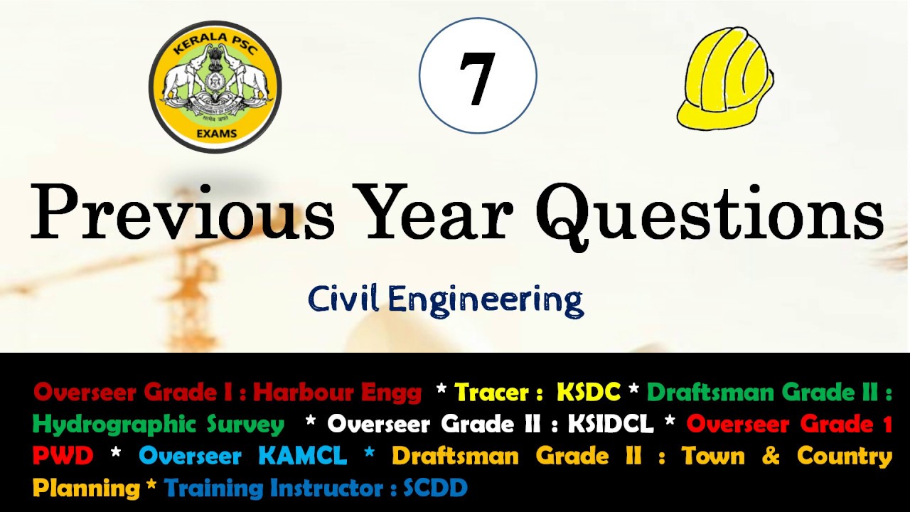 Part 7- Kerala PSC Overseer/Draftsman -I,II,III, Tracer Previous year QP in CE - Exam on May 19 2020