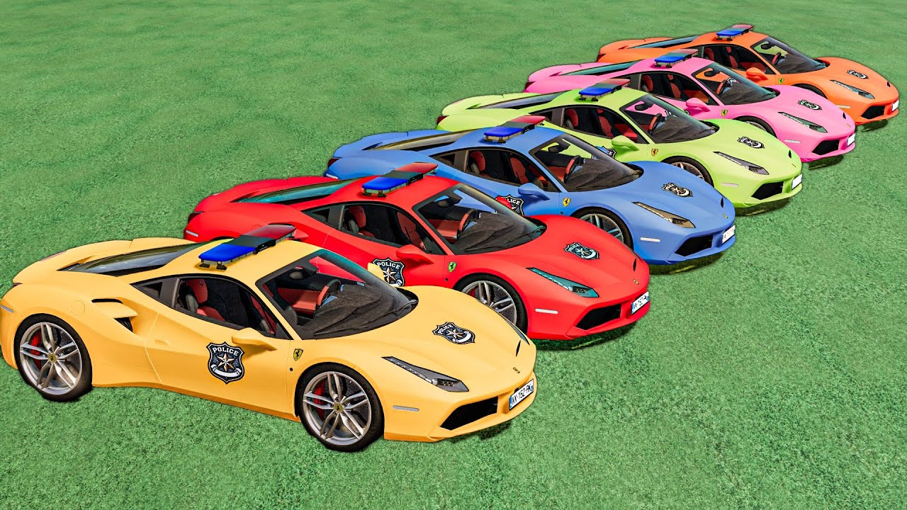 TRANSPORTING FERRARI POLICE CAR ! EVERY COLOR ! BEAMNG DRIVE