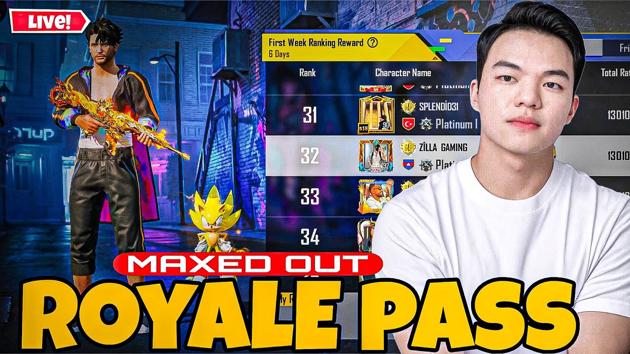 MAXED OUT NEW ROYAL PASS IN TOP 32 GLOBAL‼️PUBG MOBILE LIVE NOW🔴
