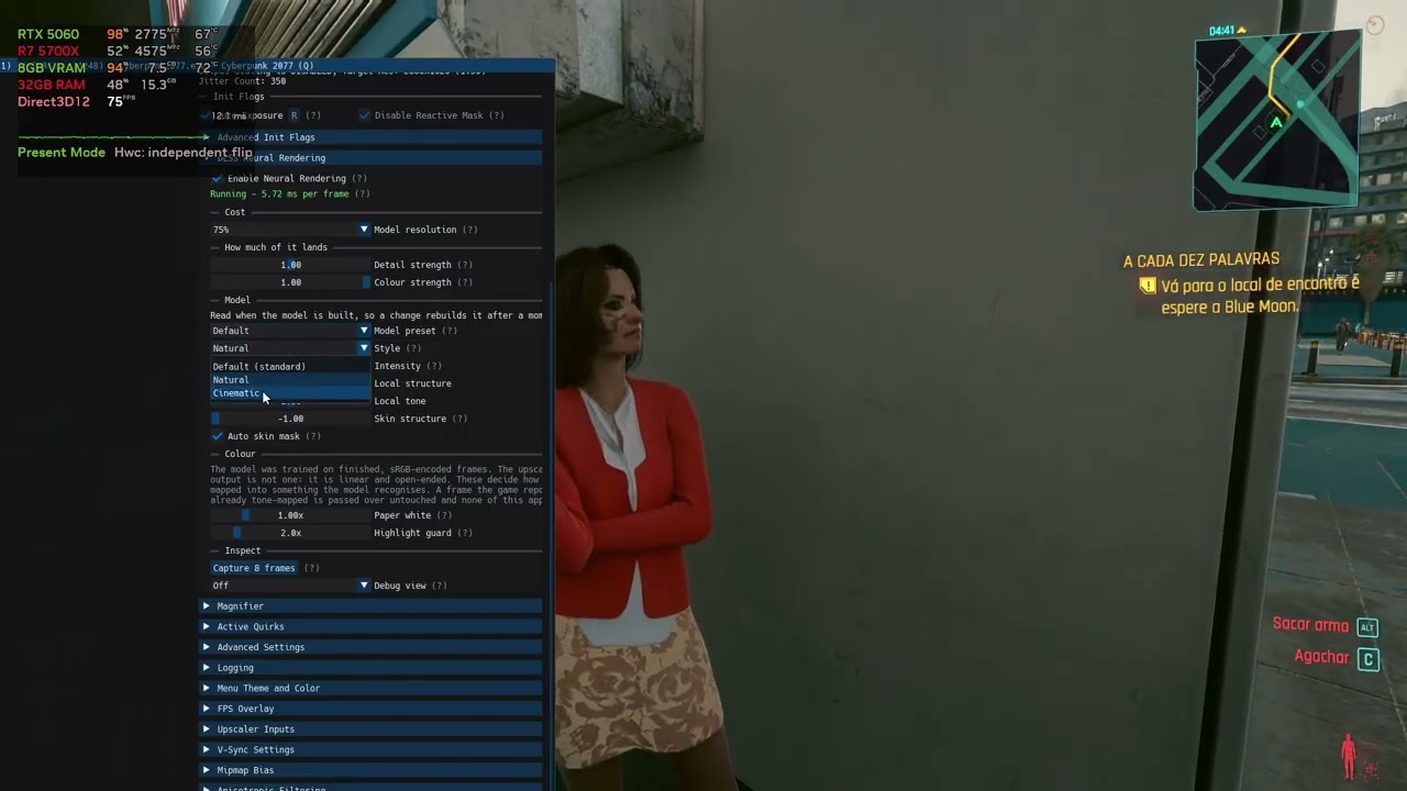 OptiScaler DLSS-NR - Cyberpunk 2077 - RTX 5060