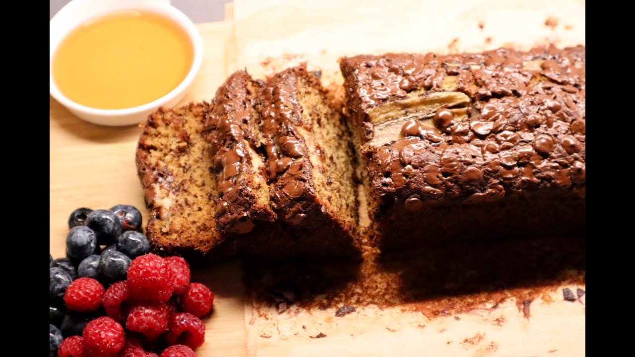 Chocolate chips Banana Bread!! Pain aux bananes Recette!! recept p&aring; bananbr&ouml;d! وصفة خبز الموز