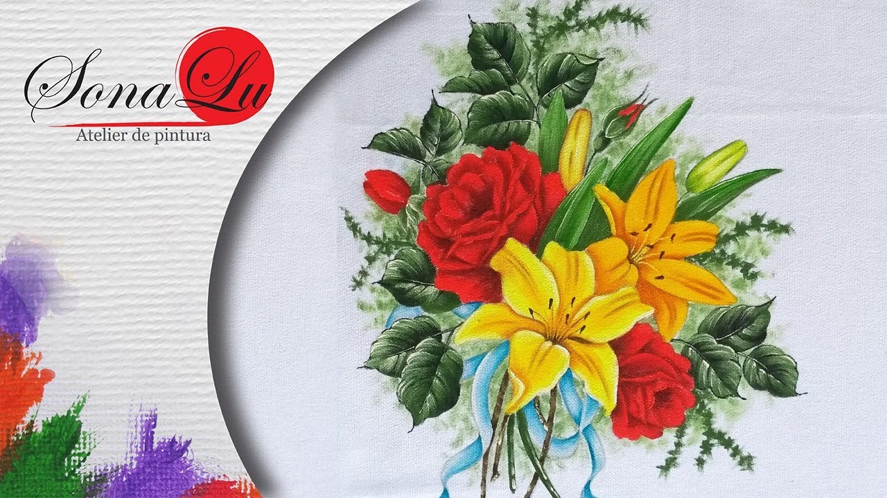 Aula 283 - Rosas e Lírios em Pano de Prato