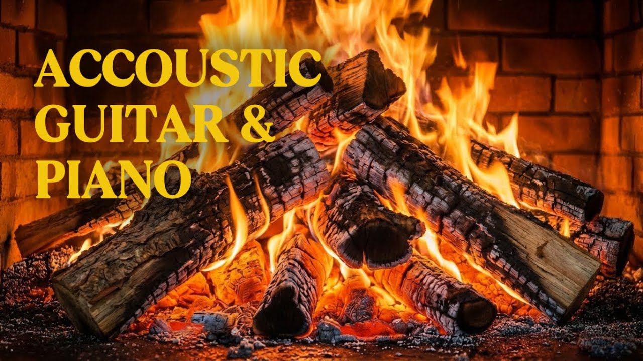 Warm Piano & Acoustic Fireplace | Relaxing Winter Evening