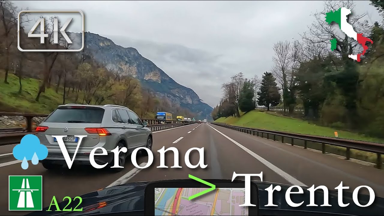 ASMR Driving in the rain (Trentino Alto Adige), Italy [A22 | Verona ⩾ Trento ] December 2022 | ☔