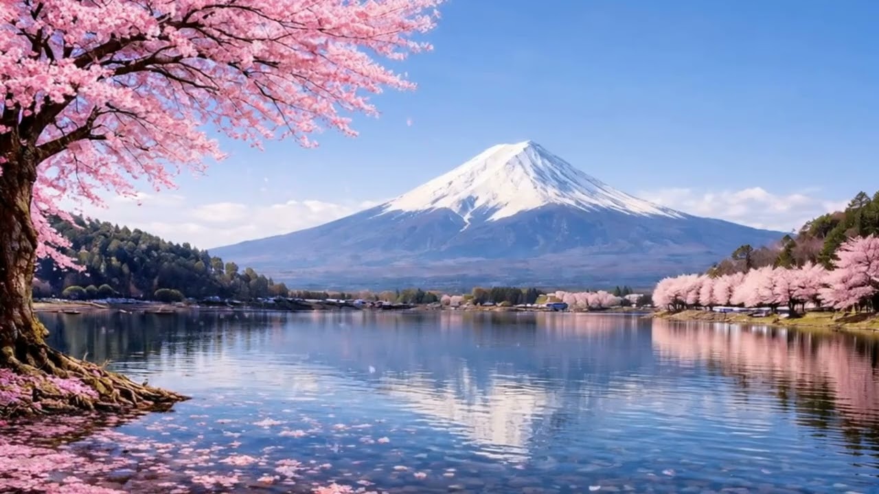 Traditional Asian Music 🌸 Cherry Blossom by Mount Fuji | Relaxing Meditation & Peaceful Sleep Sounds