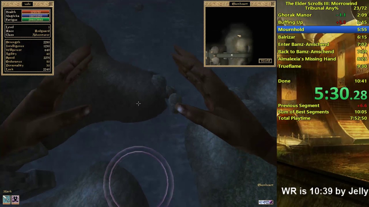 Morrowind Tribunal Any% Speedrun in 10:32 (no loads)