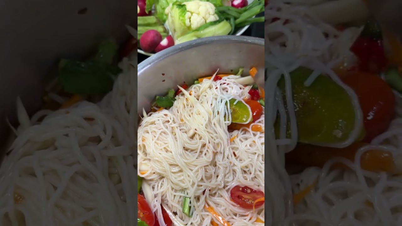 Spicy Thum Khao Poon Salad #spicynoodles #noodles #laofood #spicyfood #easyrecipe #thumkhaopoon #fyp