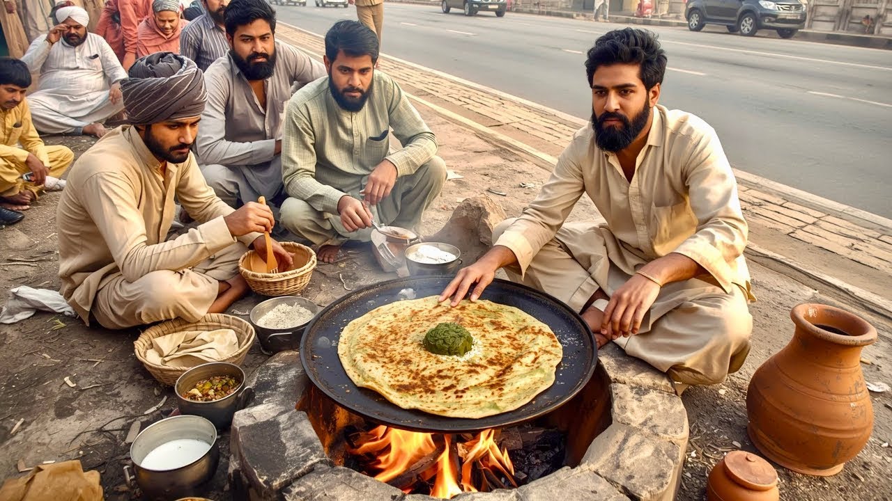 DESI CHEAPEST SAAG PARATHA | PUNJABI STREET FOOD BREAKFAST | SAAG ALOO PARATHA - INSANE STREET FOOD