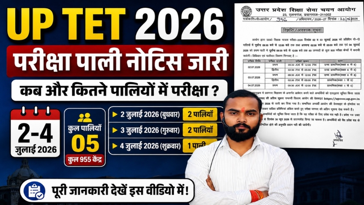 UPTET 2026 Exam Schedule Out | परीक्षा पालियों में बदलाव | UPTET Exam City & Admit Card Latest News