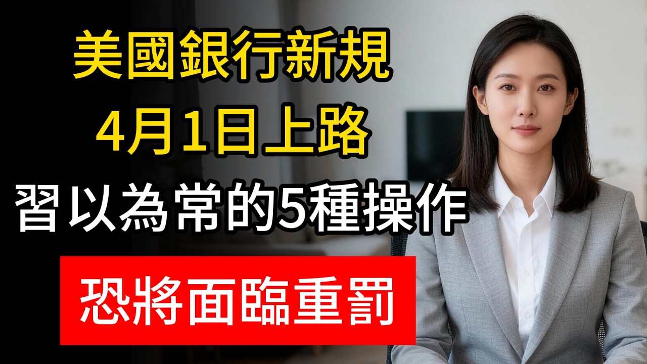 2026年4月1日美國銀行新規正式生效！過去華人常用的5種存錢方式將被嚴查，第一條華人最易踩雷!#2026美國銀行新規 #賬戶凍結危機 #華人必看 #反洗錢