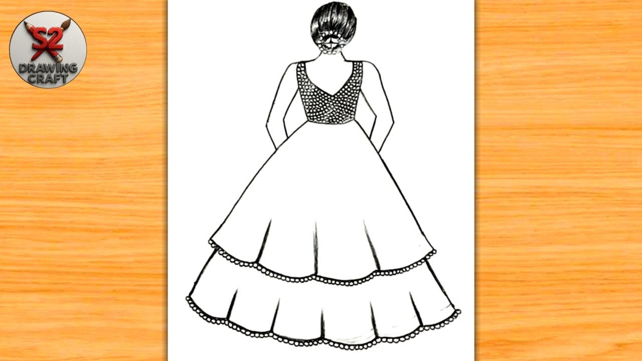 Girl drawing lehenga beginners | how to a backside girl draw | easy pencil sketch draw