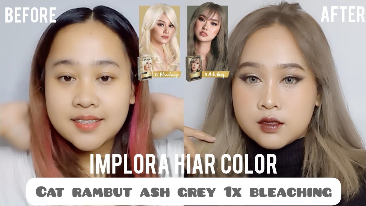 [FULL] CAT RAMBUT ASH GREY 1X BLEACHING !!! | Implora Hair Color | rinasafitri