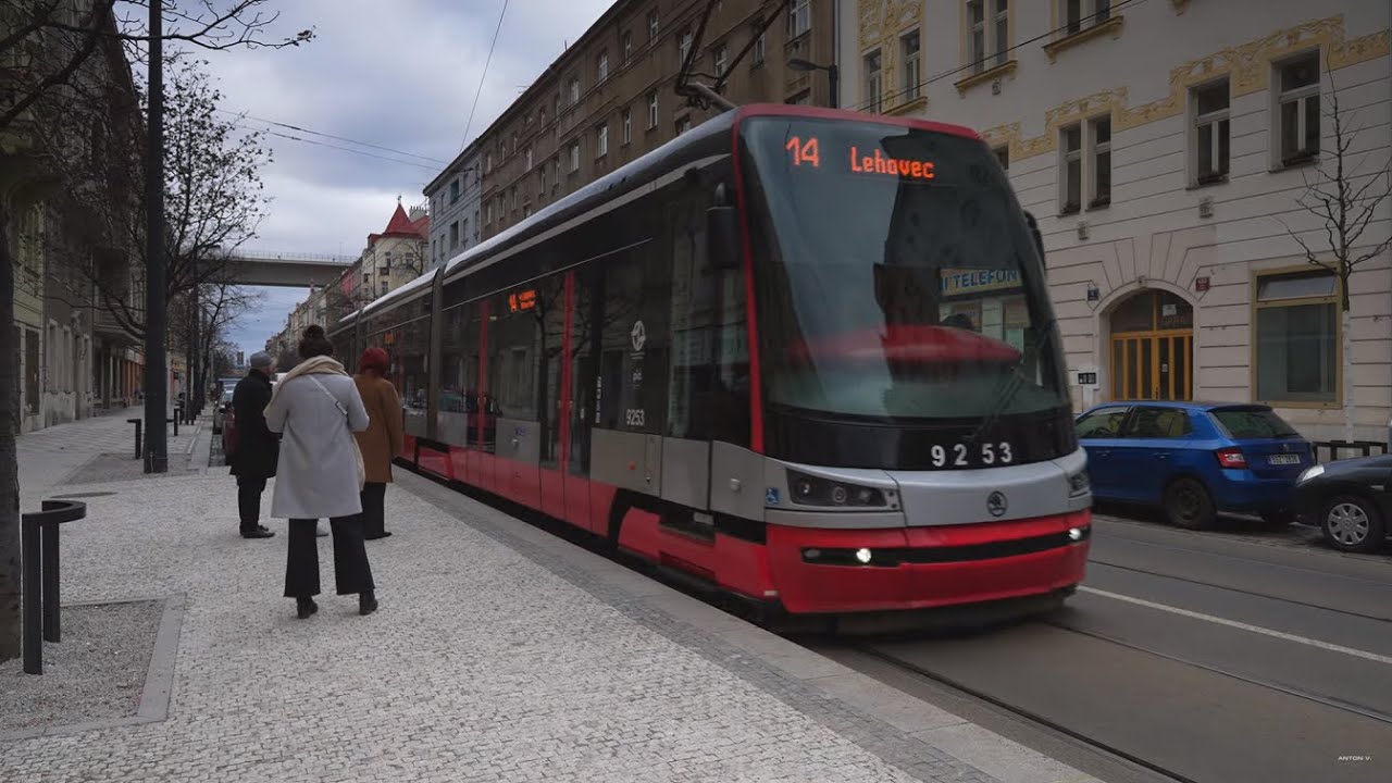 Czech Republic, Prague, tram 14 ride from Ostrčilovo náměstí to Můstek