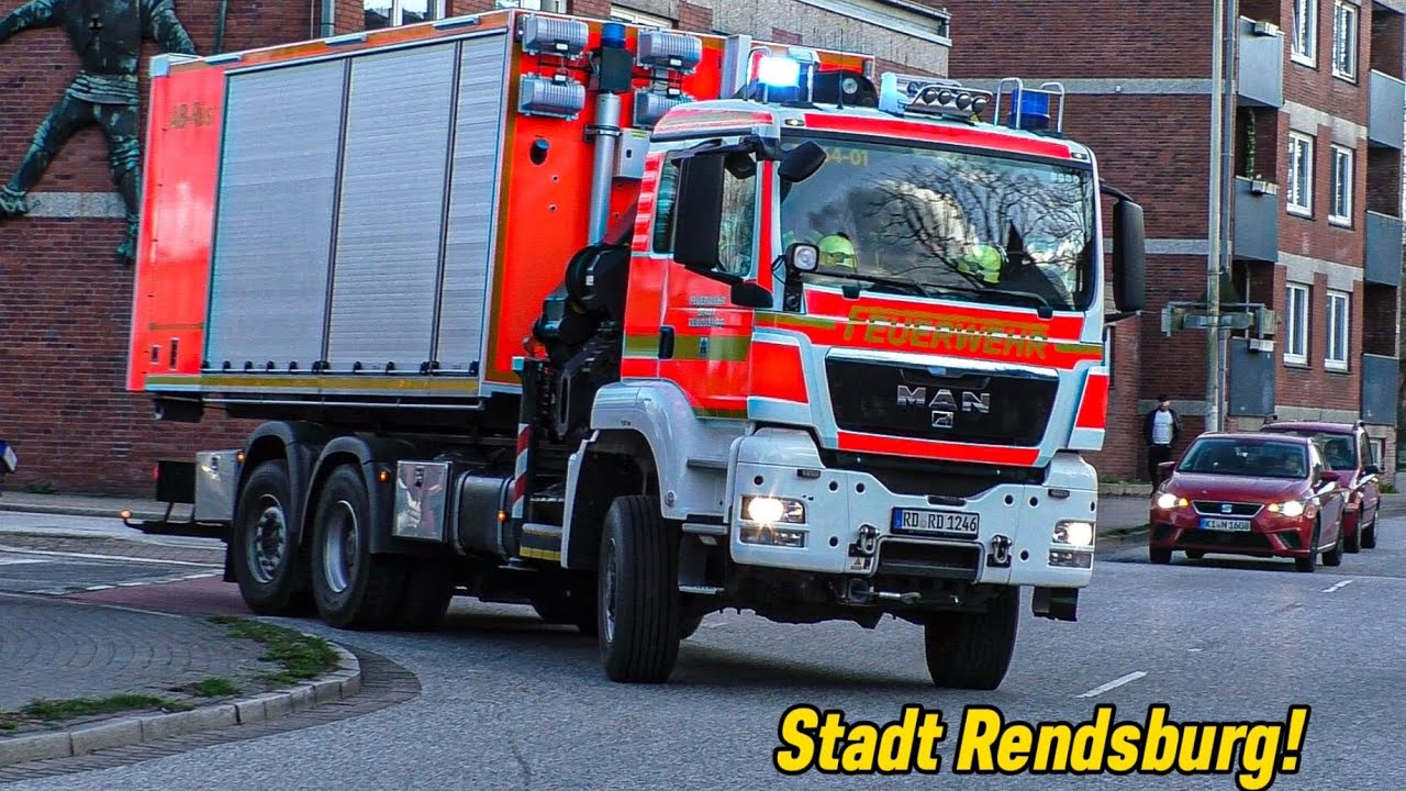 (HORNWECHSEL! - VRW / WLF uvm!) Einsatzfahrten Feuerwehr, Rettungsdienst & Polizei Stadt Rendsburg!