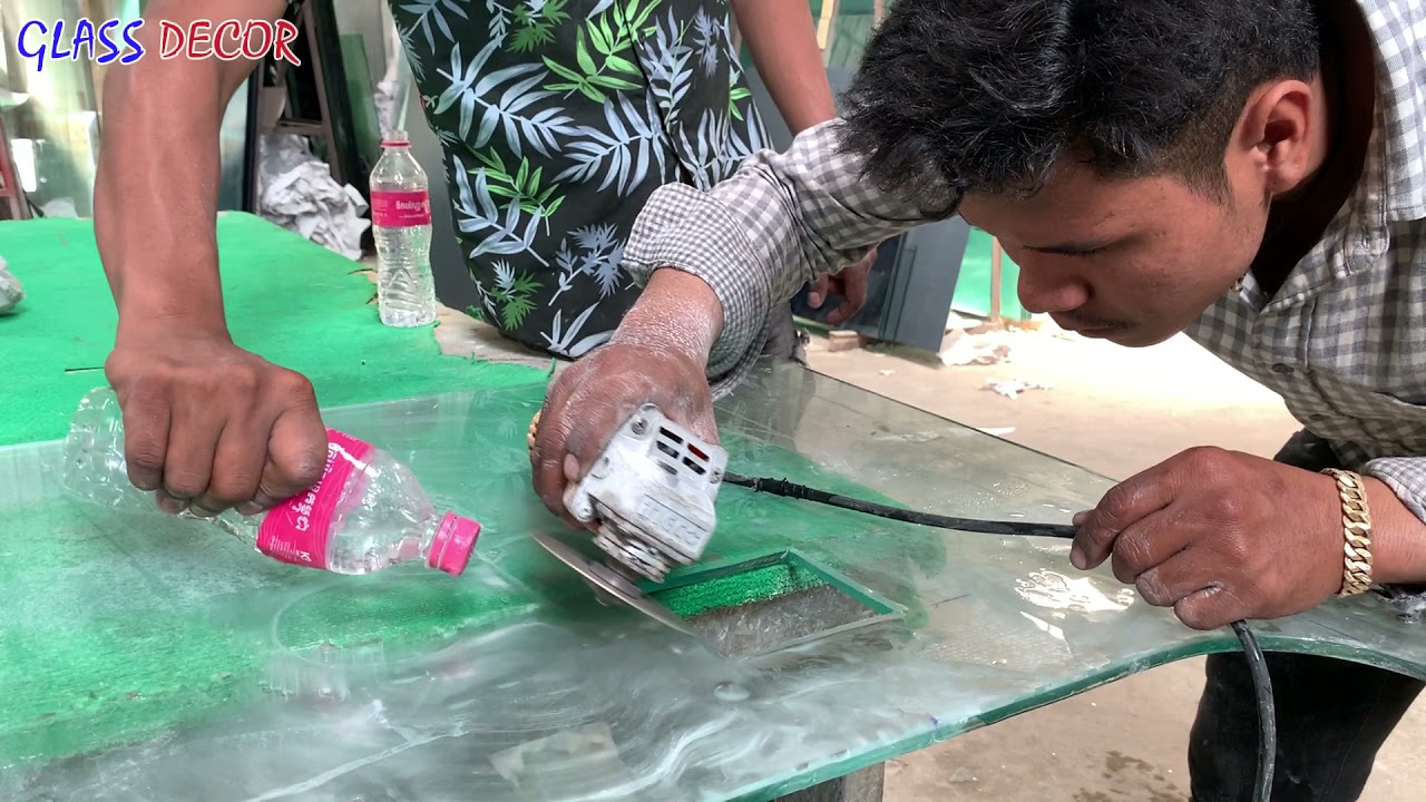 How to cut a square glass in the middle, วิธีตัดกระจกสี่เหลี่ยมตรงกลาง