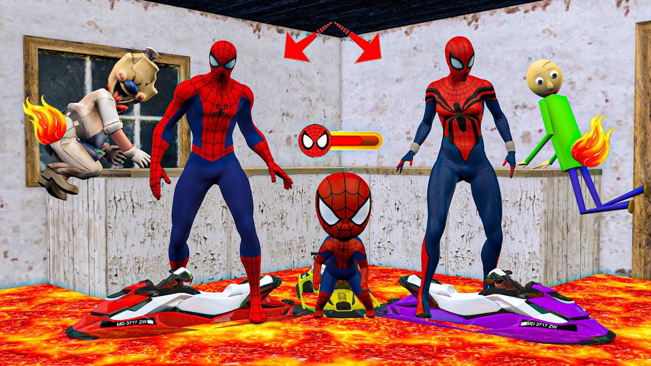 Playing as SpiderMan x Granny x Grandpa x Labubu call Tung Tung Sahur x Baby Spider in Granny House