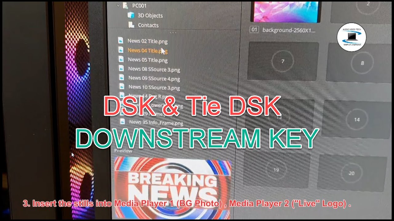 ATEM TV Studio Pro 4K : How to use the Downstream Key DSK & Tie DSK for Logo in Video Produciton.