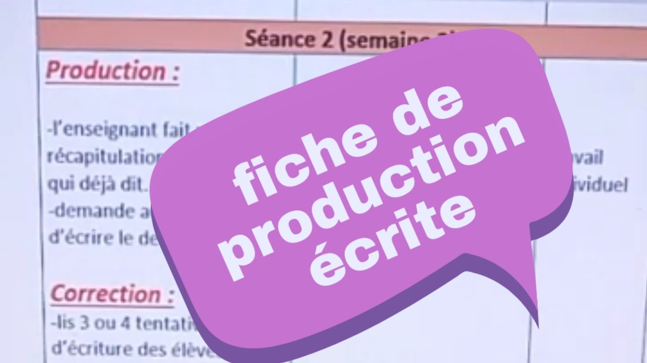 fiche pédagogique de production écrite pour 4ème et 5ème et 6ème année du primaire