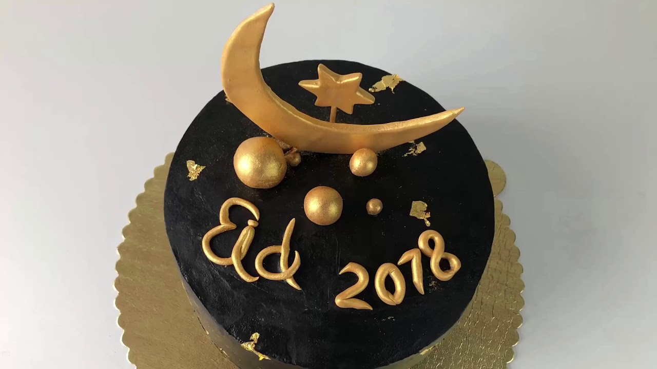 Eid Cake. Eid Mubarak Torte. Bayram cake. How to ganache a cake. Zuckerfest Torte.gold cake
