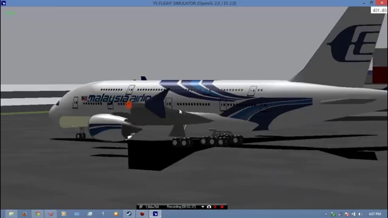 YS Flight Gameplay : Malaysia Airlines A380 landing at LAX