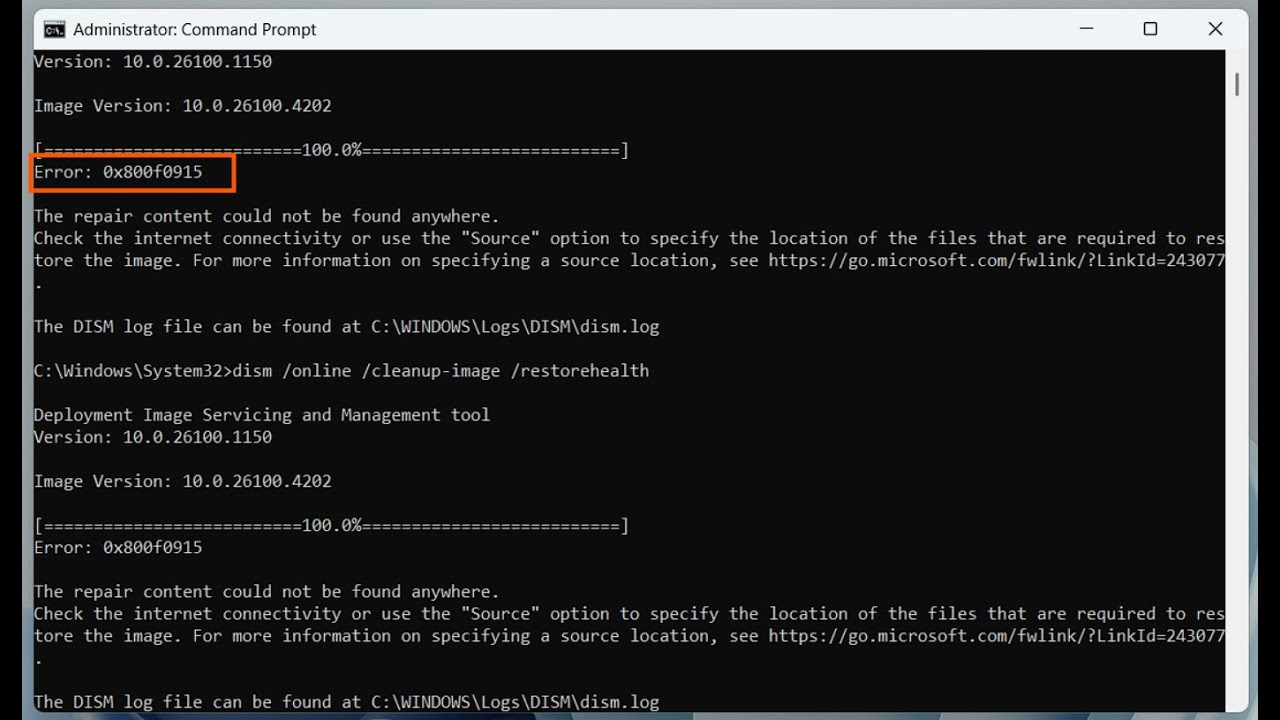 How to fix DISM 0x800f0915 error in Windows 11