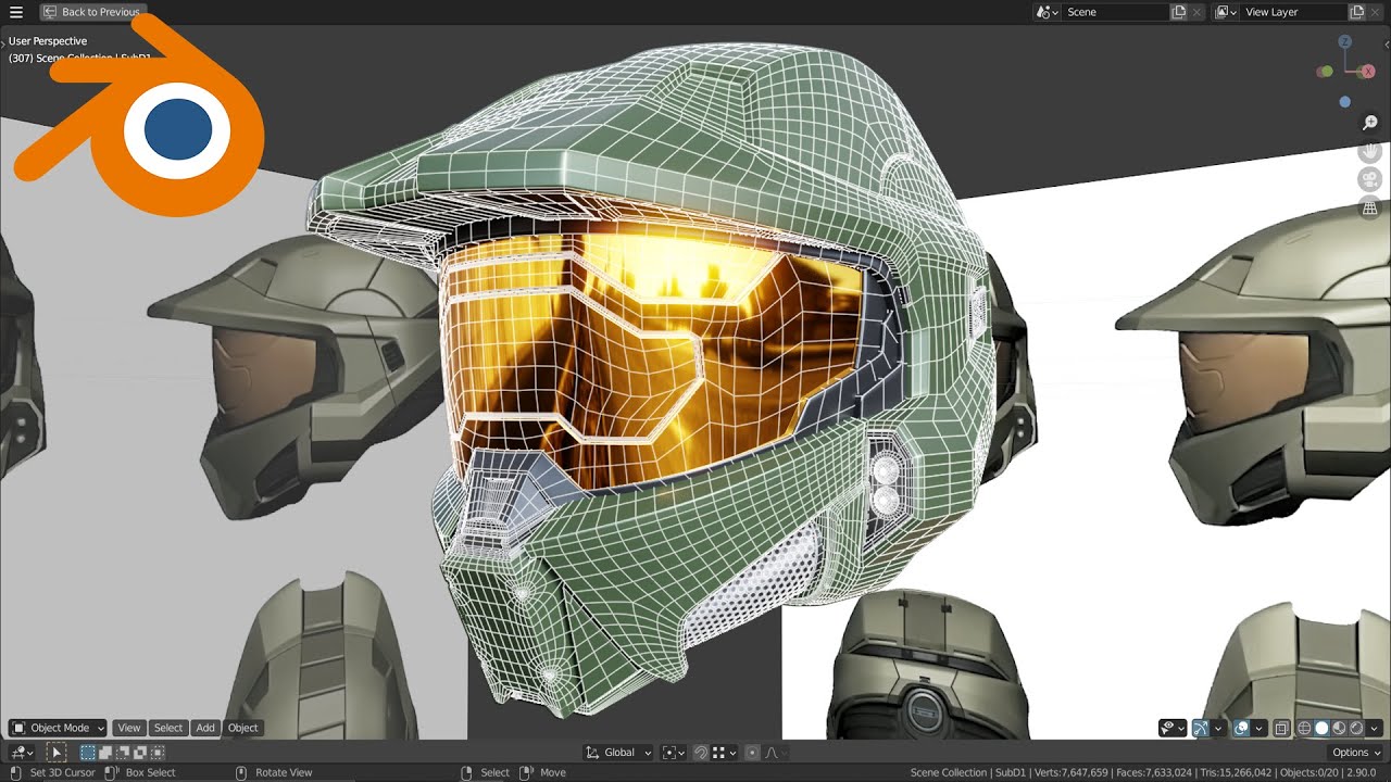 Blender - Halo Infinite Master Chief Helmet | Speed Model