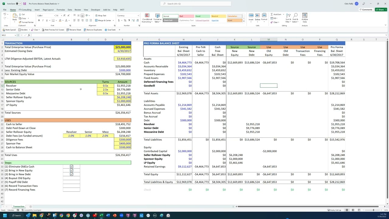 How to Model the Pro Forma Balance Sheet