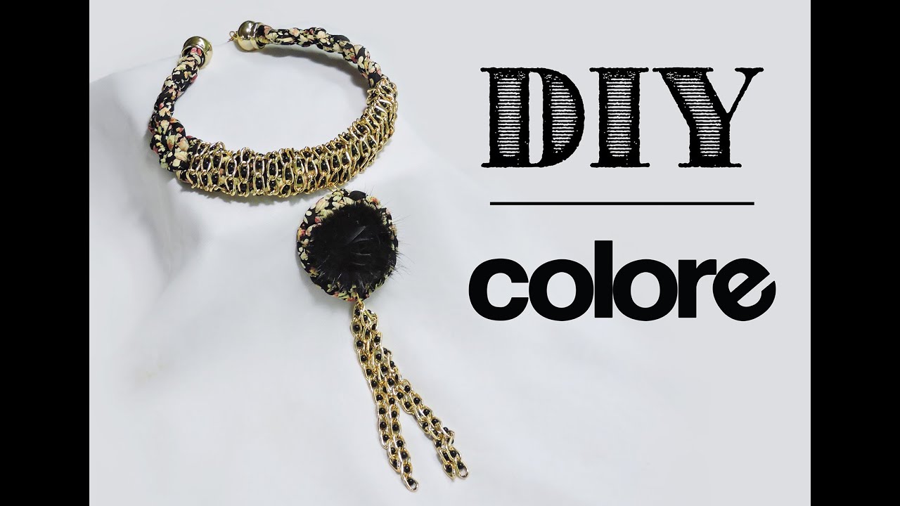 DIY Collar Tela Estampada y Pompon | Colore Accesorios